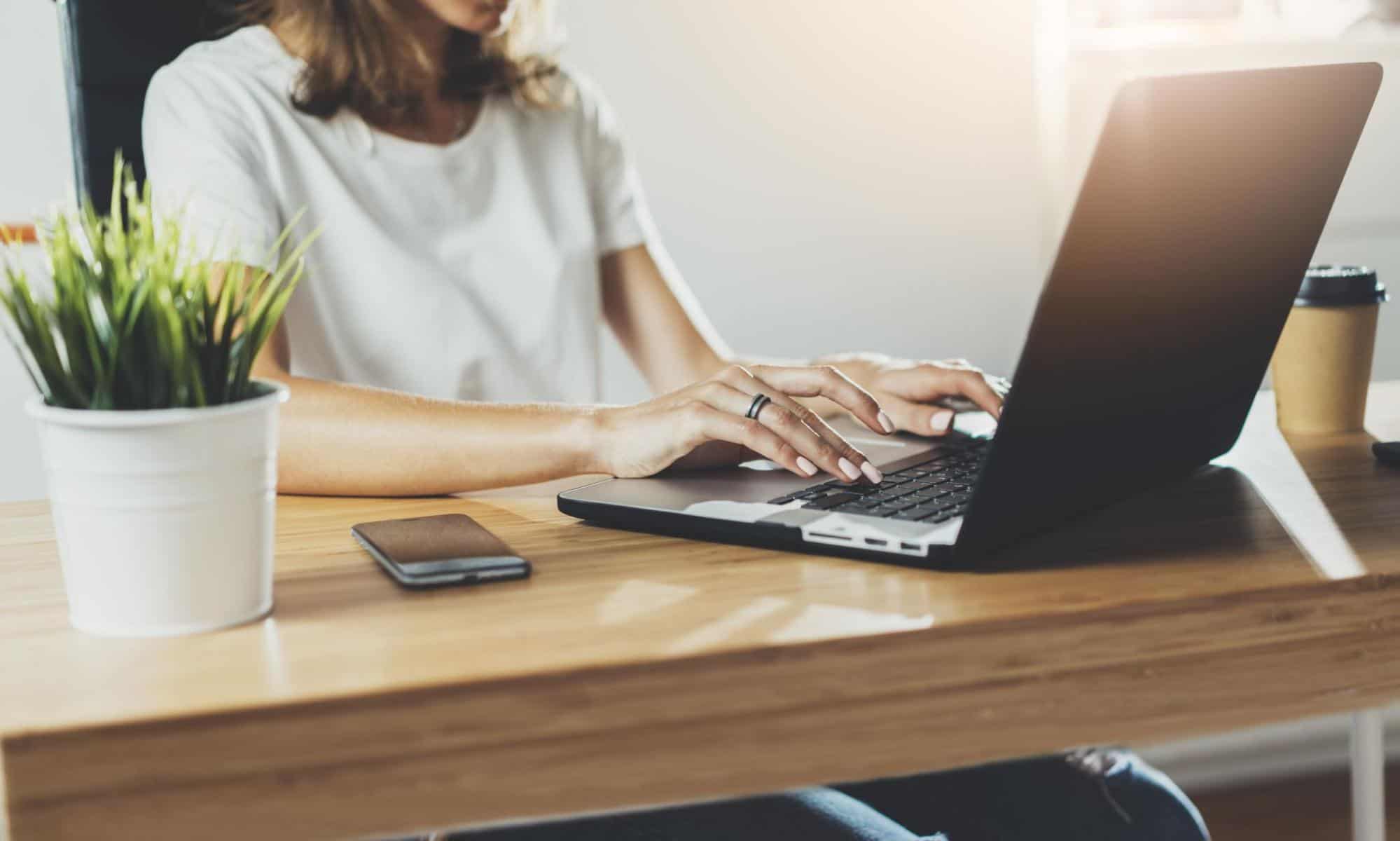 woman working on laptop