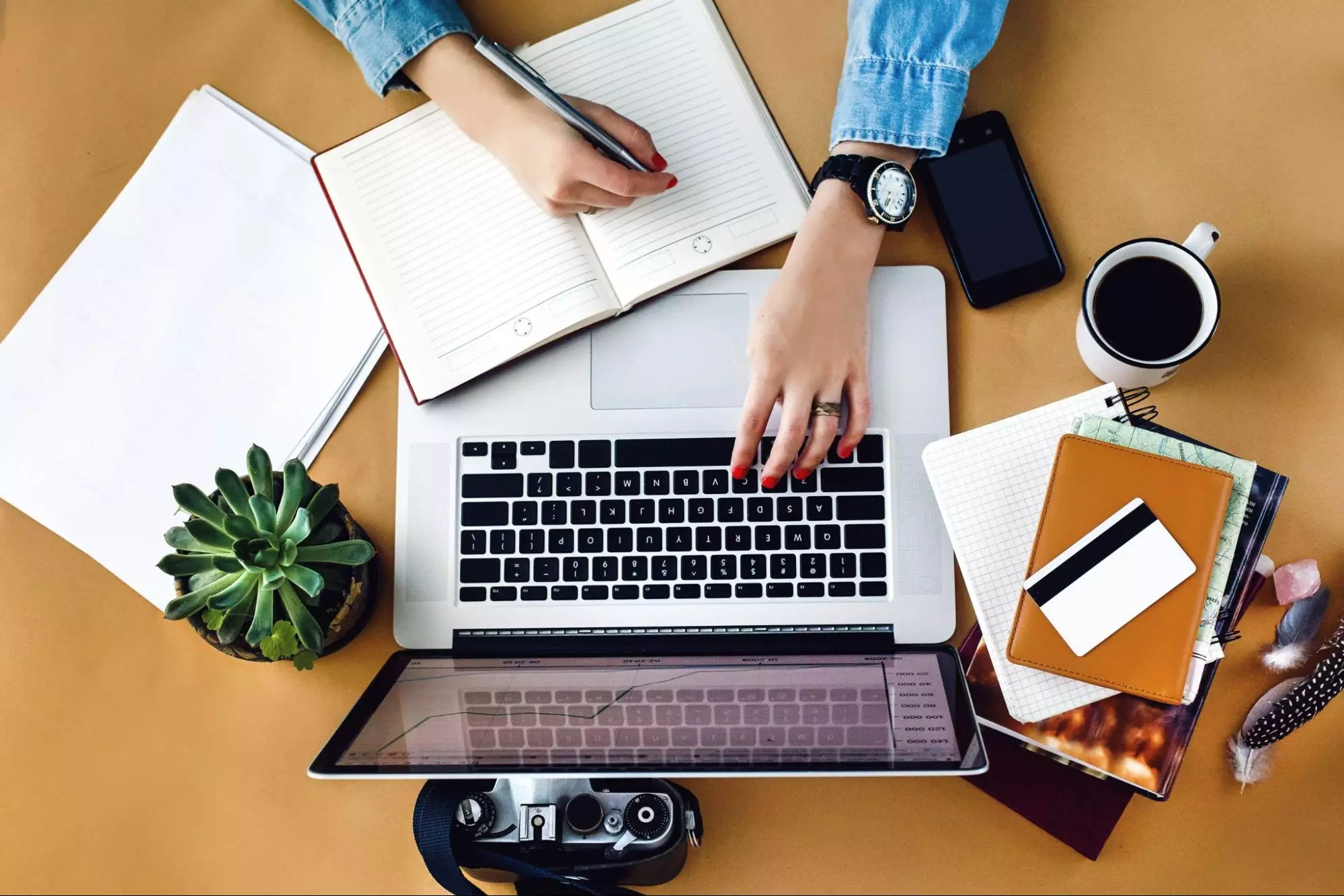 Woman working on a laptop