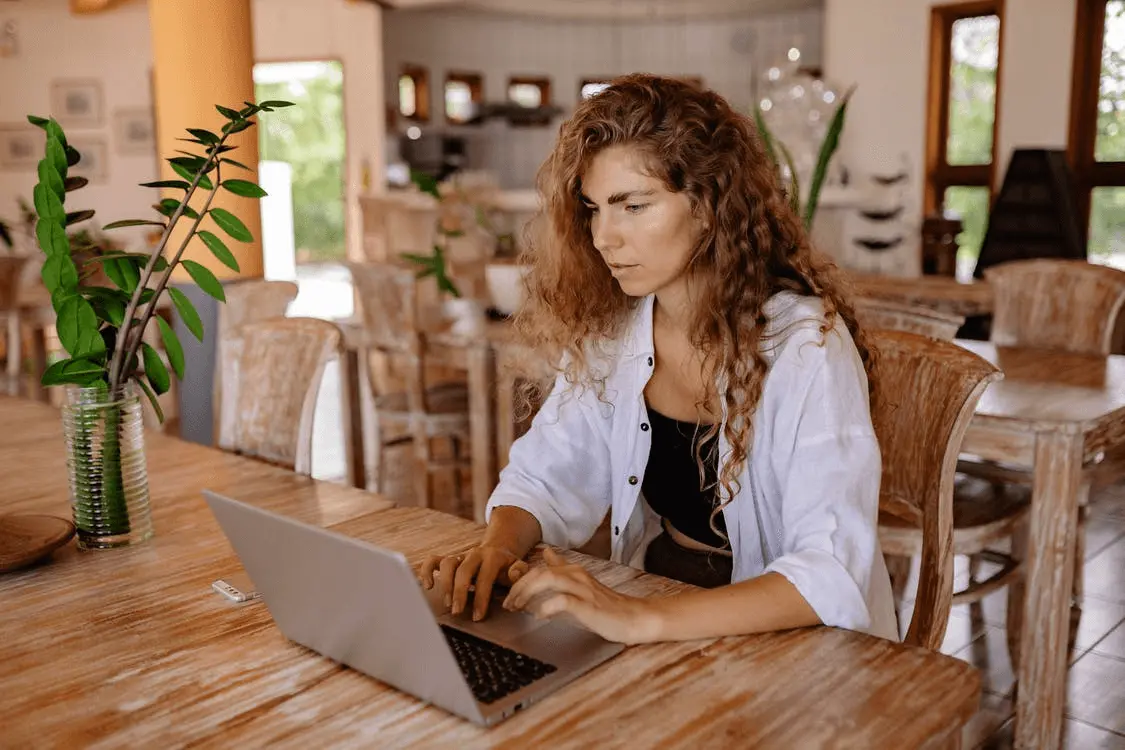 Woman working on laptop