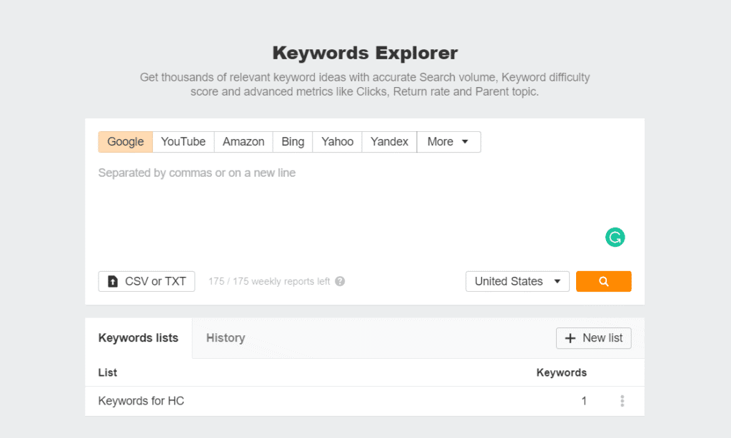 Ahrefs Keyword Explorer