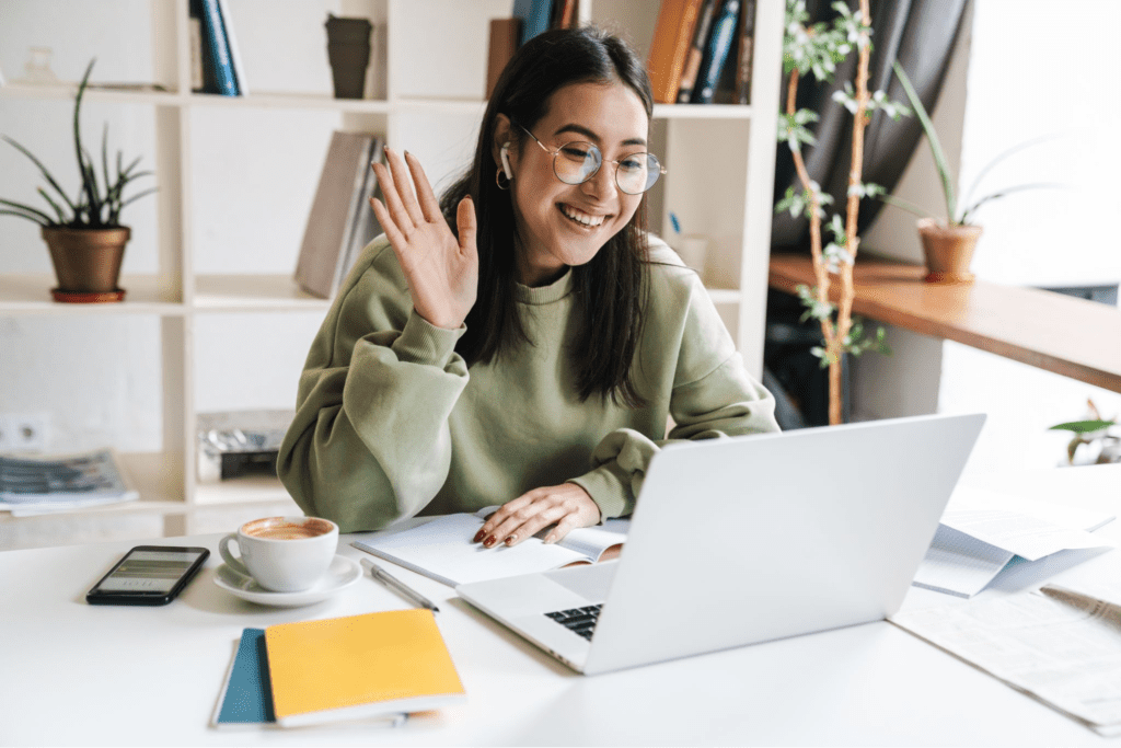 Woman on a Call on her Laptop